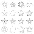 Star icons set, outline ctyle Royalty Free Stock Photo