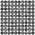 100 star icons set black circle Royalty Free Stock Photo