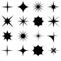 Star icons. Twinkling stars. Sparkles, shining burst. Christmas vector symbols isolated Royalty Free Stock Photo