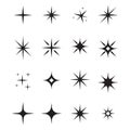 Star icons. Twinkling stars. Sparkles, shining burst. Christmas vector symbols isolated Royalty Free Stock Photo