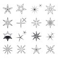 Star icons, vector black stars symbols on white Royalty Free Stock Photo