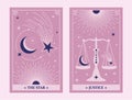 The Star and Justice tarot card fortune telling occult mystic esoteric. Celestial Tarot Cards Basic witch tarot.