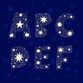 Stars alphabet hand drawn celestial letters collection A,B,C,D,E,F