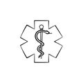 The Star of Life hand drawn outline doodle icon.