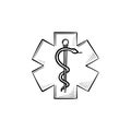 The Star of Life hand drawn outline doodle icon.