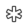 The star of life - medical ambulance symbol, simple black and white icon on a white background. Vector illustration Royalty Free Stock Photo