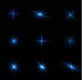 star light blue, sparkles, sun rays, flash sparks Royalty Free Stock Photo