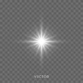 Star light flash, bright sparkle rays and Christmas shiny glitter. Vector starlight lens flare