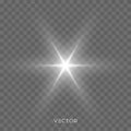 Star light shine, bright flash sparks with lens flare effect. Vector Christmas shining glitter light sparkle Royalty Free Stock Photo