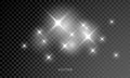 Star light shine, vector glow sparks with lens flare effect. Isolated starlight and shiny star rays transparent background