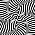 Star and lines pattern. Roration torsion illusion. Op art design Royalty Free Stock Photo