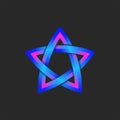 Star logo 3D pointed faceted shape blue-pink gradient, rounded intersecting lines with shadows create a five-pointed symbol