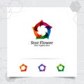 Star logo design concept of connected loop symbol , colorful star vector logo used for printing, studio, and technology