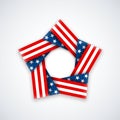 Star made of double ribbon with american flag Stars and stripes. Royalty Free Stock Photo