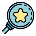 Star magnifier innovation icon color outline vector