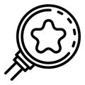 Star magnifier innovation icon, outline style