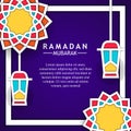 Star mandala geometrical pattern frame with pop color with line flat fanous lantern for ramadan Royalty Free Stock Photo