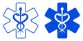 Star medicine set icons with snake. Ambulances icon Royalty Free Stock Photo