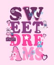 Sweet dreams typography, kids t-shirt print