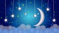 The Best blue sky night moon and star loop video background calming relaxing for lullabies