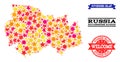 Star Mosaic Map of Novosibirsk Region and Grunge Watermarks