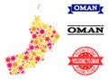 Star Mosaic Map of Oman and Grunge Watermarks