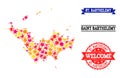 Star Mosaic Map of Saint Barthelemy and Rubber Stamps Royalty Free Stock Photo