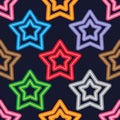 Star neon light symmetry seamless pattern Royalty Free Stock Photo