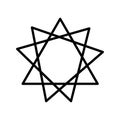 Star nine pointed line style icon