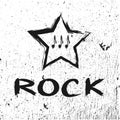 Star note, handwriting Rock. Grunge texture.