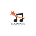 Star Note Music Icon Logo Design Template.