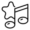 Star note music icon, outline style