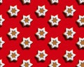 Star pattern red seamless background brown white