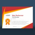 Geometric red and gold star performer certificate