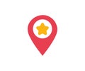 Star pin flat icon. Favorite place map pointer. Map pointer with star. Royalty Free Stock Photo