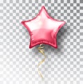 Star pink balloon on transparent background. Party helium balloons event design decoration. Balloons air