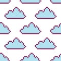 star pixel sky, stars and clouds seamless pattern, squares, retro Royalty Free Stock Photo