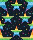 Star point connect rainbow glitter seamless pattern