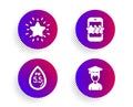 Star, Rank star and Ph neutral icons set. Student sign. Phone feedback, Best result, Water. Graduation cap. Vector