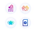 Star, Ranking stars and Smartphone holding icons set. File management sign. Favorite, Winner results, Phone. Vector
