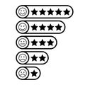 Star rate with emoticons. Feedback flat icon