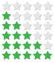 5 star rating, all available ratings, green, vector illustration