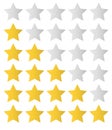 5 star rating, all available ratings, yellow, vector illustration