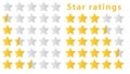 5 star rating, all available ratings, yellow, vector illustration