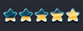 Star rating animation. Cartoon full and empty life indicator asset for 2D game, progress status star sprite for web and Royalty Free Stock Photo