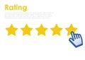 Star Rating with cursor on website. Feedback for user online.