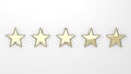 Star rating - golden stars on white background