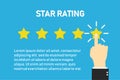 Star rating hand finger on star. Feedback illustration. Positive symbol