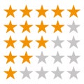 5 Star rating icon vector eps10. Rating star orange star vector eps10. Gold rating stars on white background. Royalty Free Stock Photo