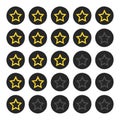 Star rating. Isolated round rough icons. Drawn by hand. Grunge, flat, brush. Royalty Free Stock Photo